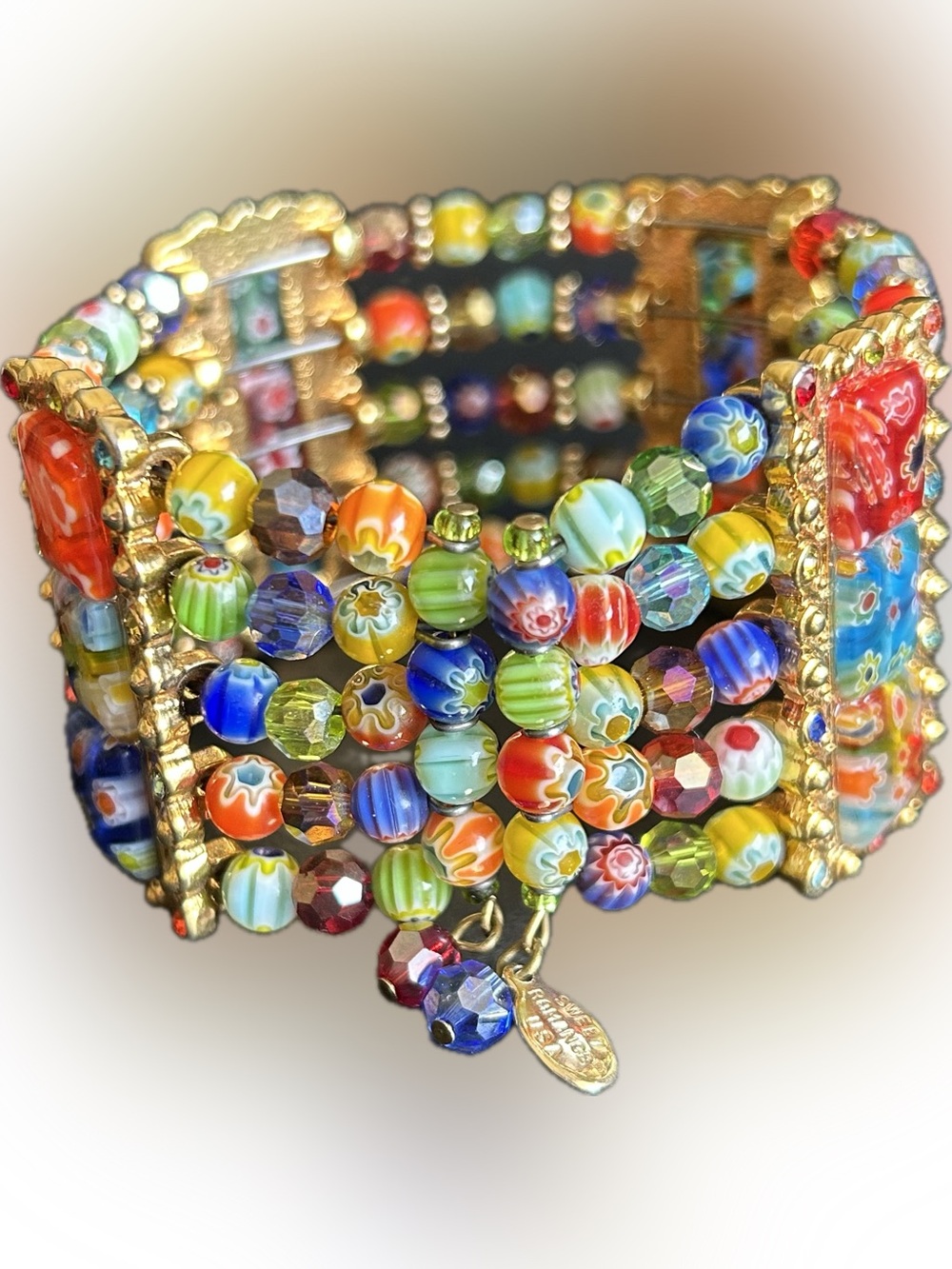 SWEET ROMANCE USA Millefiori Glass Candy Tango Cuff Bracelet
